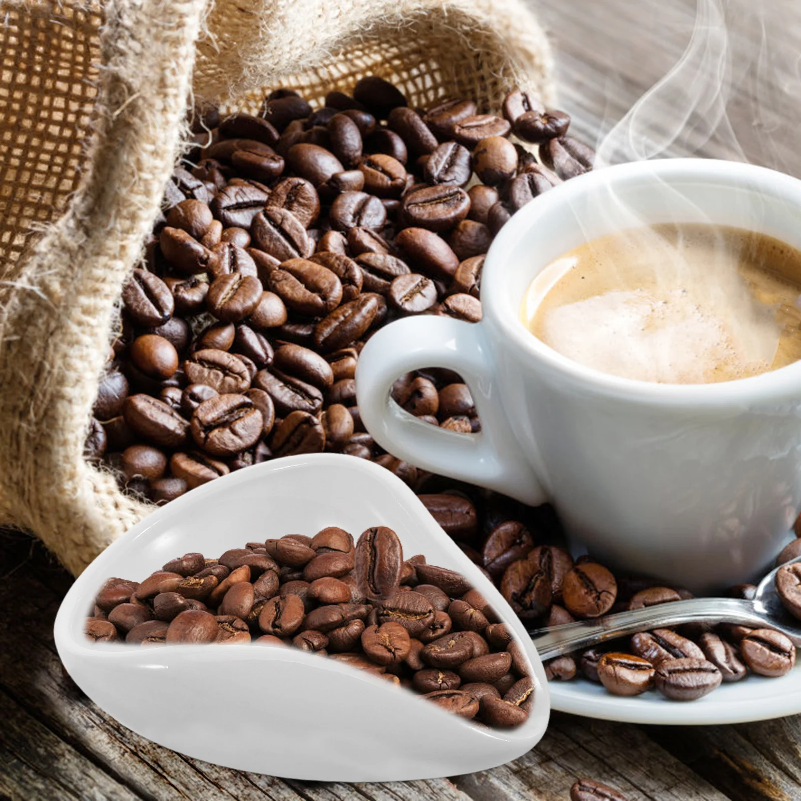 

White Porcelain Tea Tray Sturdy Ceramic Vessel for Bean Weighing and Presentation Tool