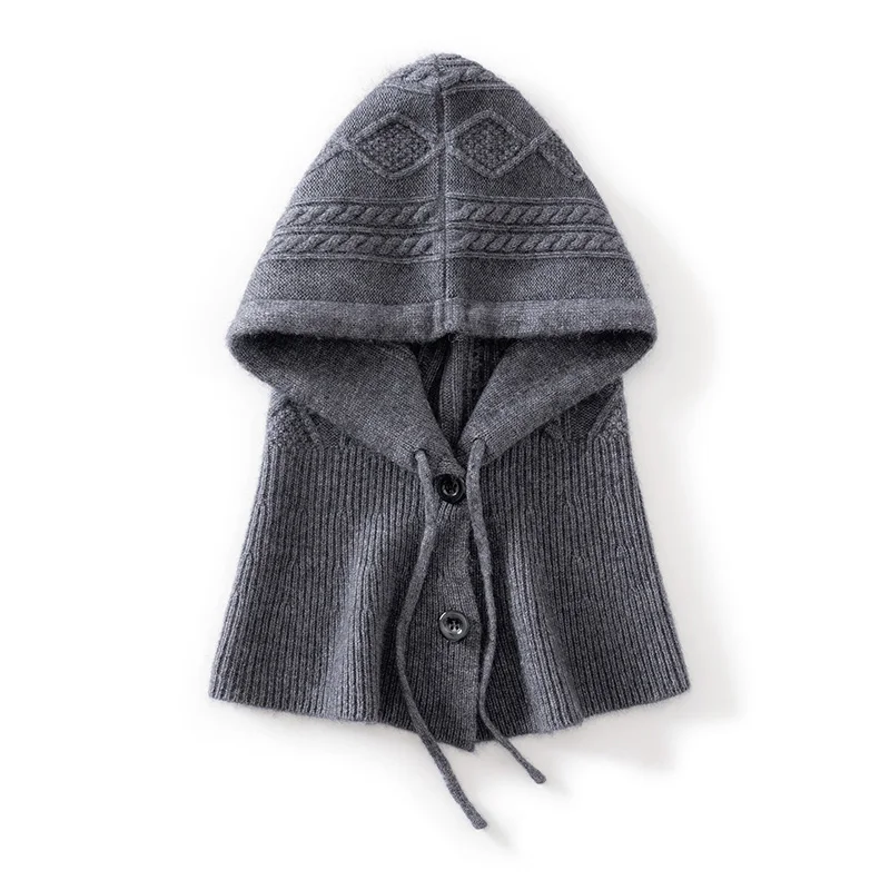 New Autumn Winter Women's Hat 100% Pure Cashmere Knitted Scarf Hats Outdoor Warm Fashion Girl Cap Lady High Quality Neck Scarf