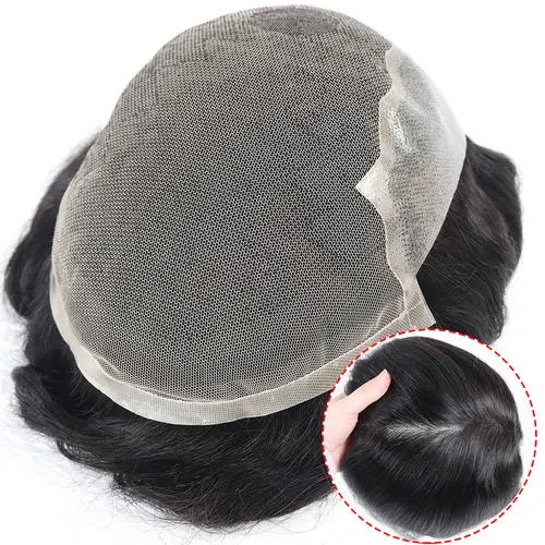 Base Q6 6*8/ 6*9/ 7*10/8*10 encaje con peluquín de PU hombres transpirable frente de encaje peluca de cabello humano peluquín sistemas de reemplazo para hombres
