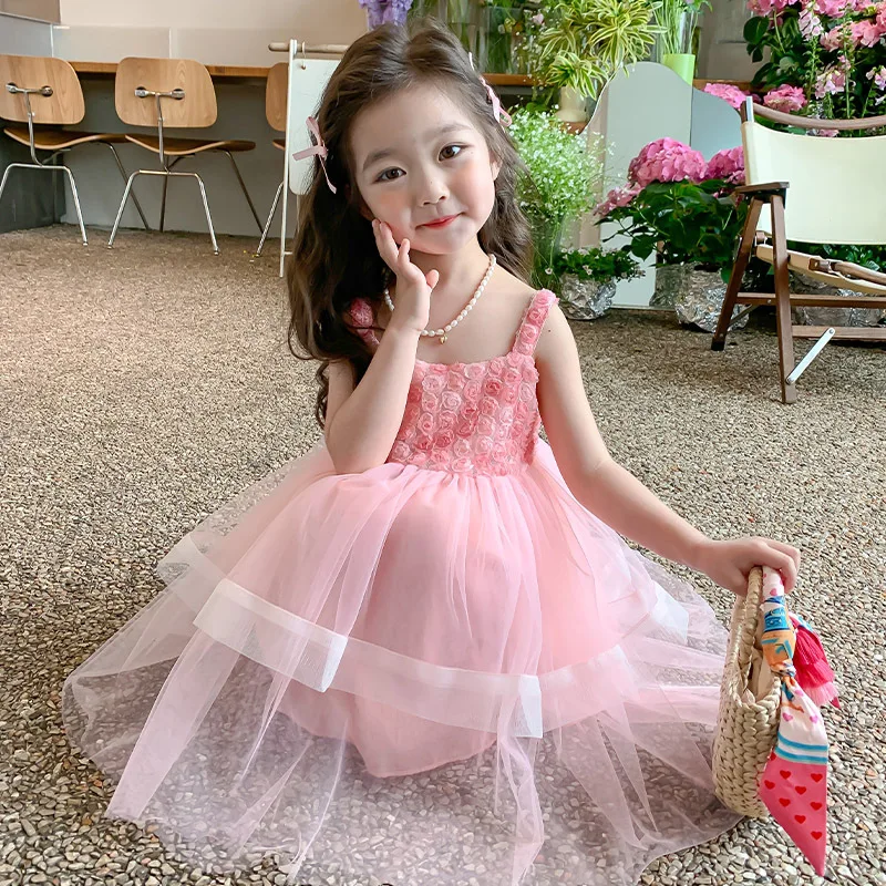 

Girls Summer Dress 2024 New Style Dress Girls Summer Princess Skirt Children Summer Skirt Slip Korean Sweet Style Clothes