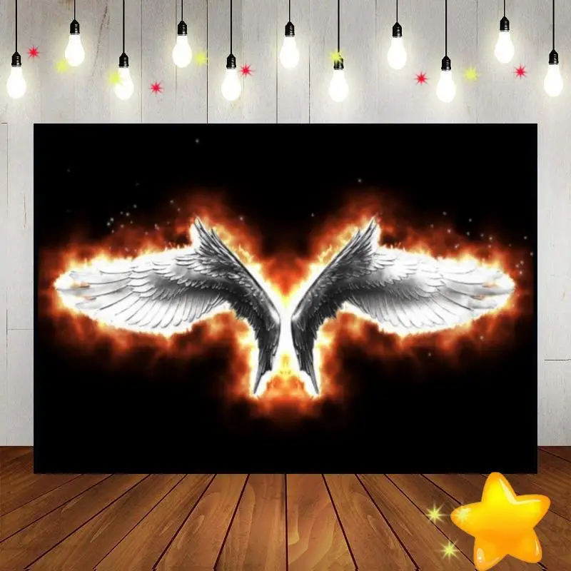 Wings Angel Photography Backdrops Background Decoration Photo Boy Custom Birthday Backdrop Blue Baby Shower Party Prince Banner