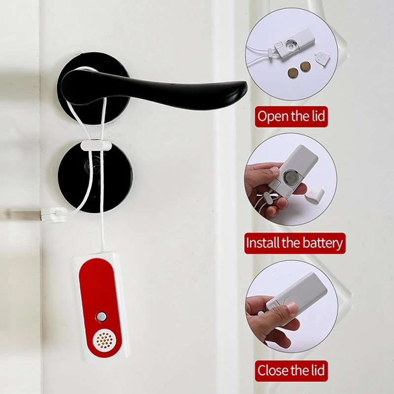 1 PCS Portable Travel Door Alarm 91DB Flashlight For Home Office Apartment Hotel Security Red