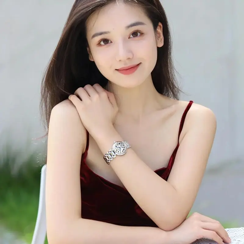 2025 new fully automatic women's watch fashion trend simple student light luxury leisure waterproof quartz watch birthday gift