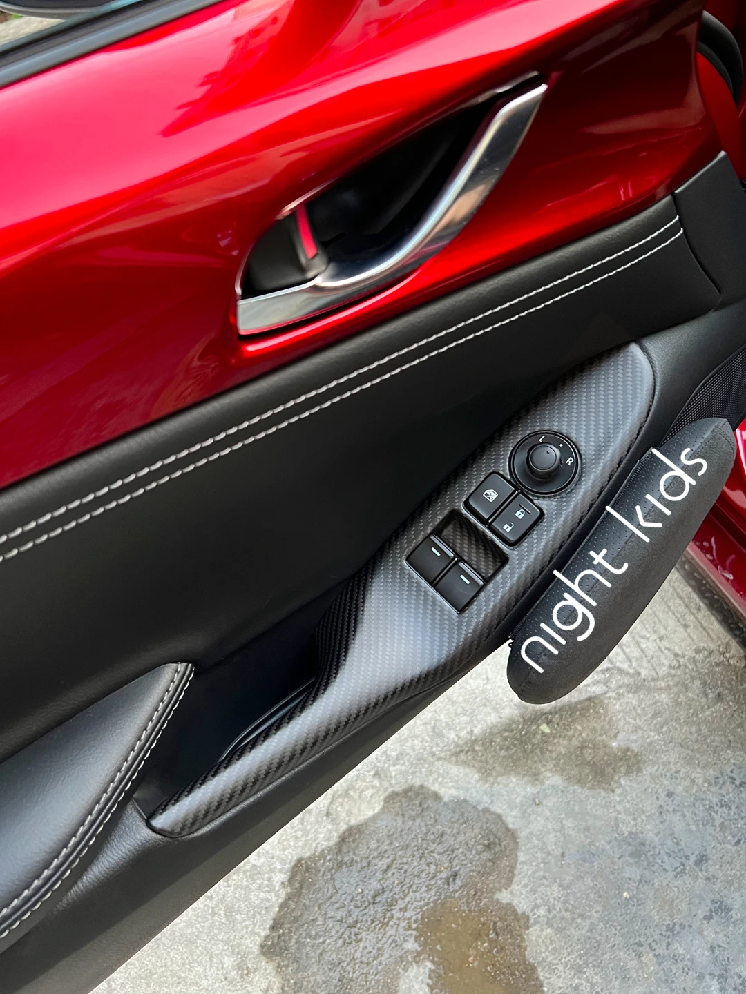 Night Kids for 2016-2023  MX5 ND Carbon Fiber Window Control Panel Sticker MX-5 Miata ND Dry Carbon Fiber Accessories