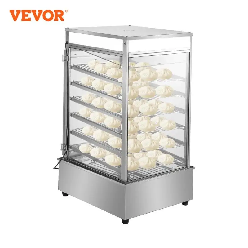 VEVOR 900W ไฟฟ้า Bun Steamer Commercial สแตนเลส5ชั้นกรอบอุณหภูมิควบคุมนึ่งขนมปังอาหารอุ่น