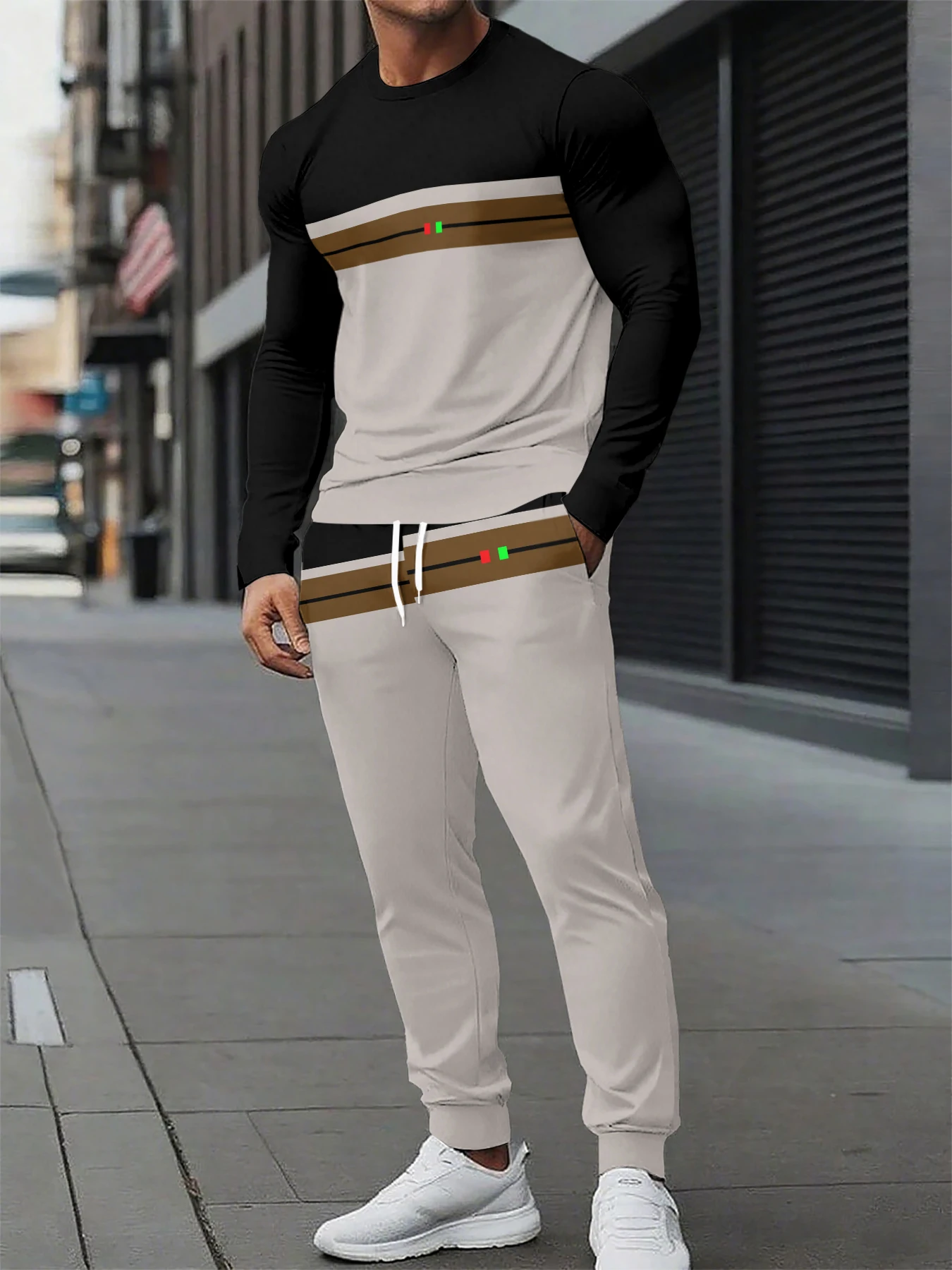 

The new men's set for printed casual modern and simple style outdoor sportswear