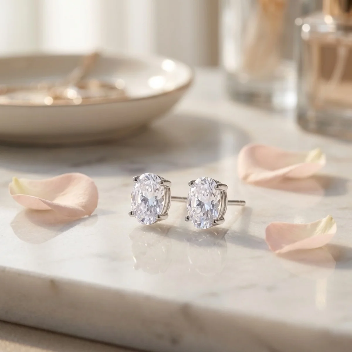 Minimalistische ovale Ohrstecker mit eingelegtem kubischem Zirkon für Damen und Herren, elegante geometrische Ohrringe, für den Alltag, Party, Hochzeit, Modeschmuck – Detail 14