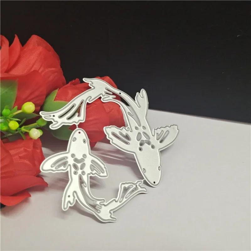 two koi fish shape Metal Cutting Dies For DIY Scrapbooking Album Embossing Paper Cards Decorative Crafts