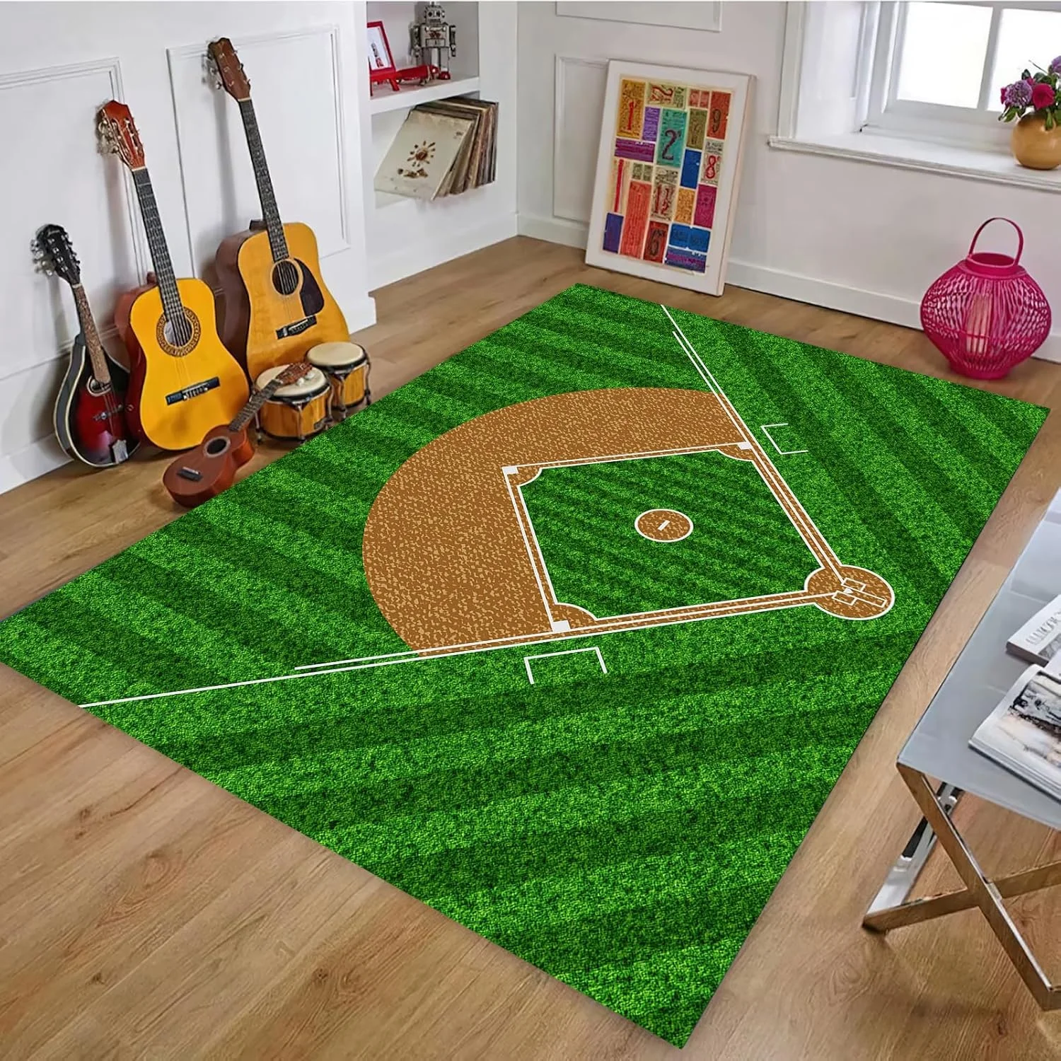 Baseball-Teppich für Schlafzimmer Rutschfester Sportteppich für Wohnzimmer Baseball-Raumdekoration Bodenmatte