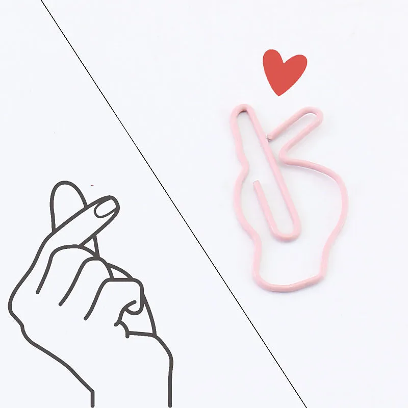 15pcs Than Heart Shaped Paper Clip Bookmark Decoration Pink Cute Paperclip Safety Pin School Stationery Office Planner Supplies