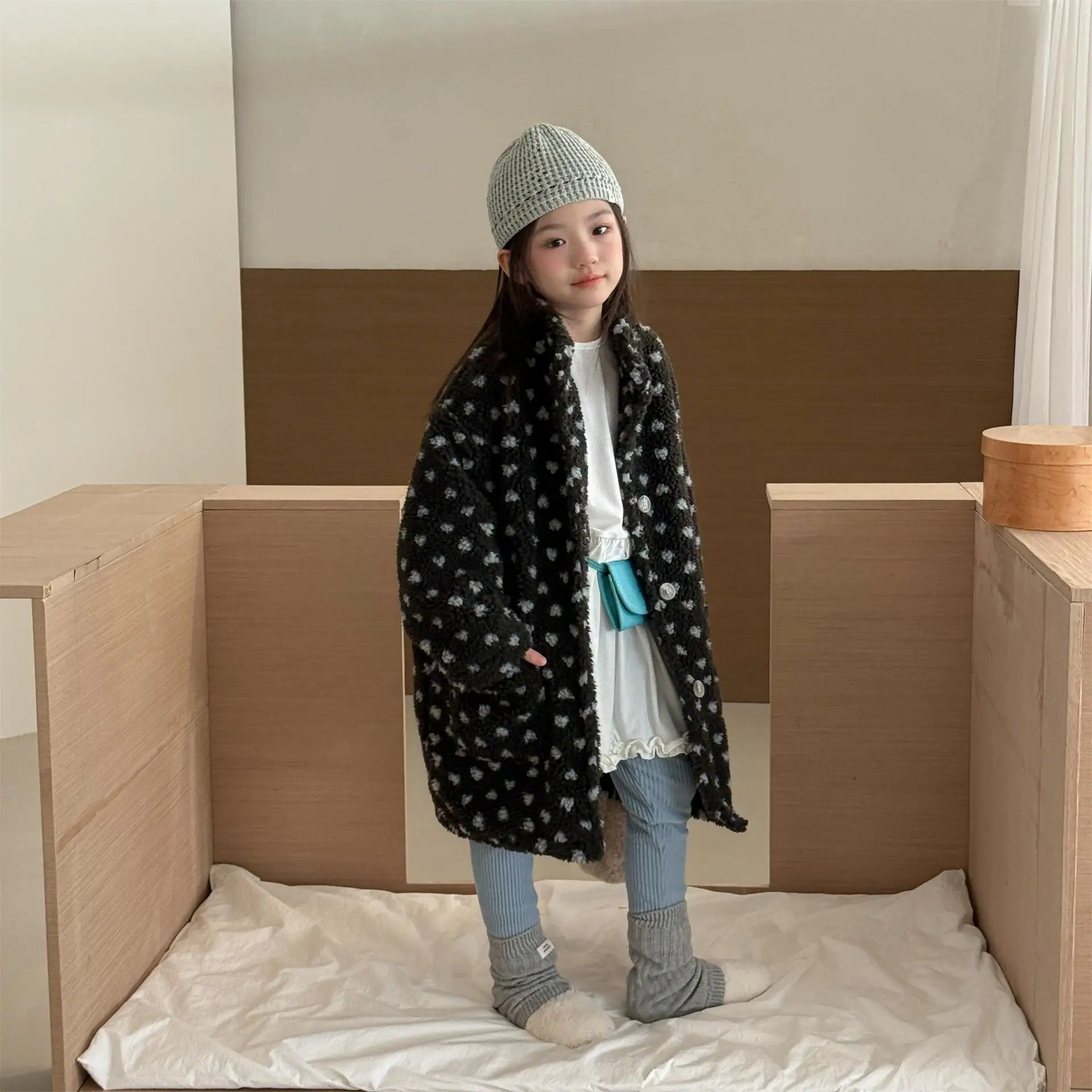 2026 Winter New Children Long Sleeve Warm Coat Boys Plus Velvet Thick Jacket Toddler Girls Long Lamb Fleece Coat Kids Clothes