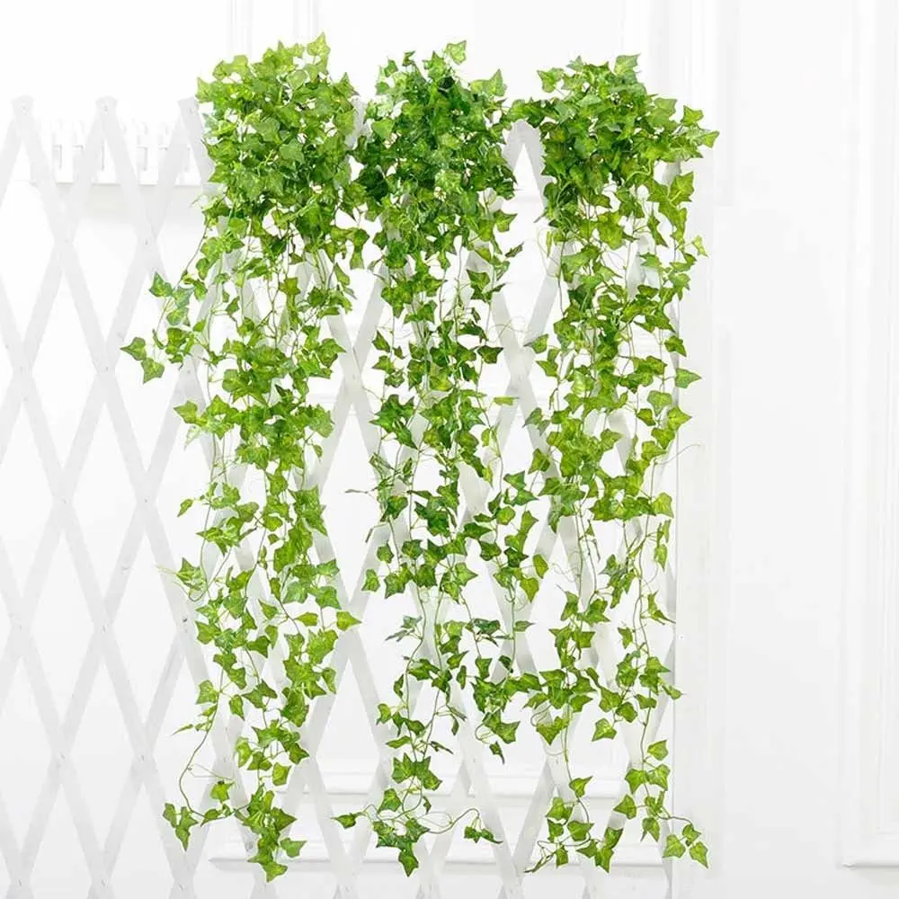 

12 pcs Simulation Green Leaf Decor Artificial Hanging Vine For Home Wedding Decoration Silk Flowers Fake Plants Craft