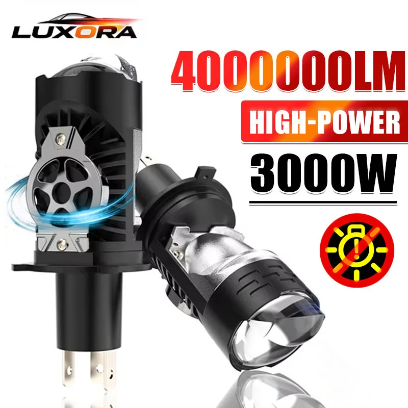 New LED Headlight Bulbs H4/9003/HB2 Projector Lens Canbus Super Bright LED 3000W 4000000LM 6000K Hi/Low Beam For Car&Motorcycle