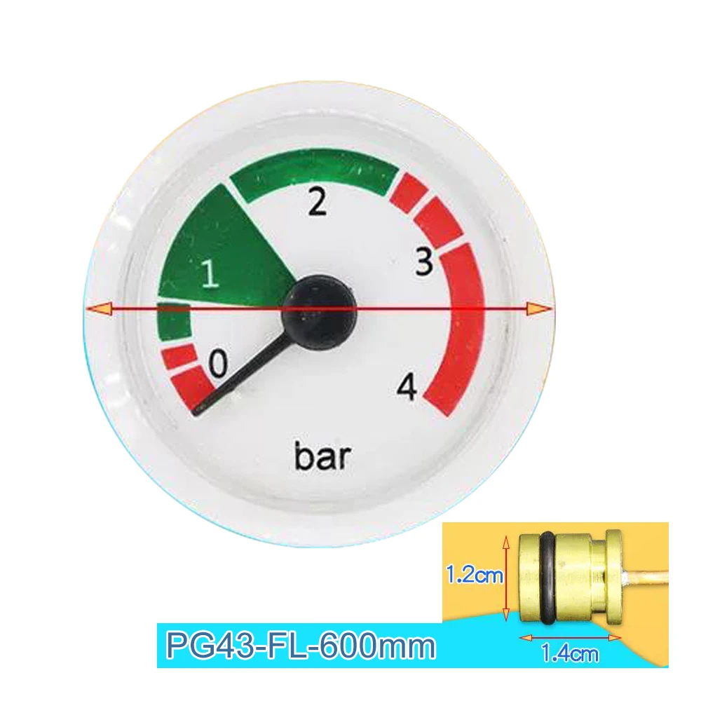 FL 4BAR Water Pressure Gauge Gas Boiler Capillary Pressure Gauge Wall Mounted Gas Boiler Spare Parts