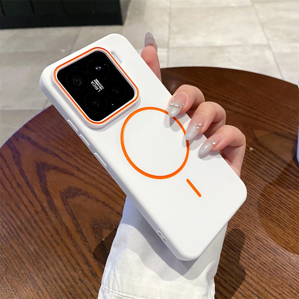 

Роскошный матовый магнитный однотонный чехол для телефона Magsafe для Xiaomi 15 14 Pro, противоударный чехол-бампер с беспроводной зарядкой для камеры, принципиально