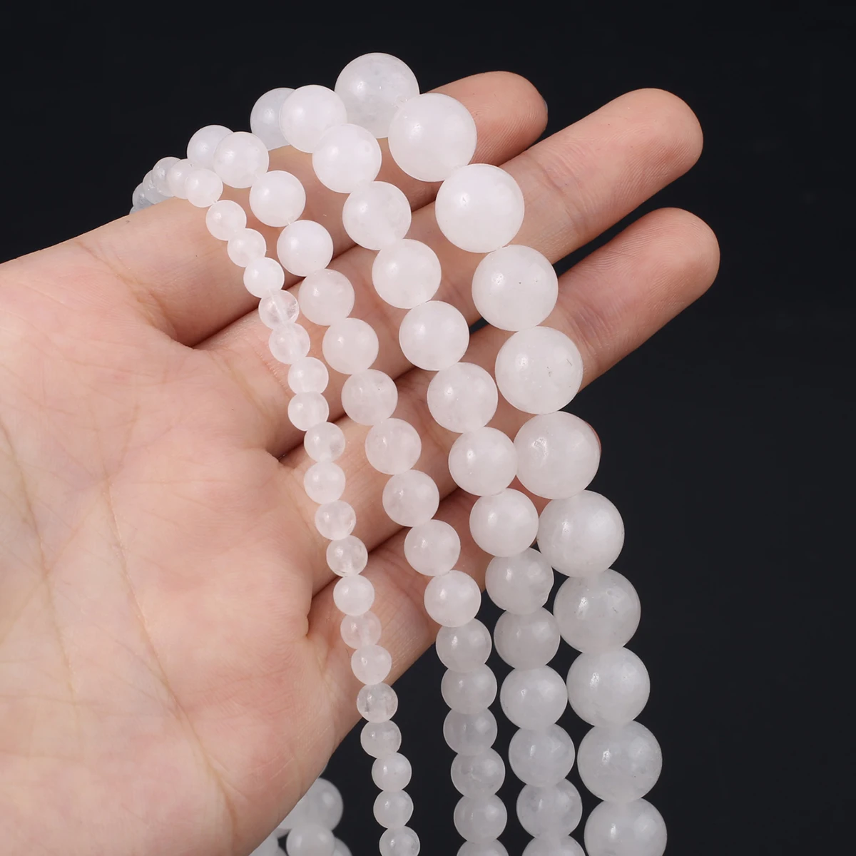 Natural Stone Beads Round White Jade Gemstone Isolation Spacing Loose Beads Jewelry Making DIY Necklaces Bracelet Accessories