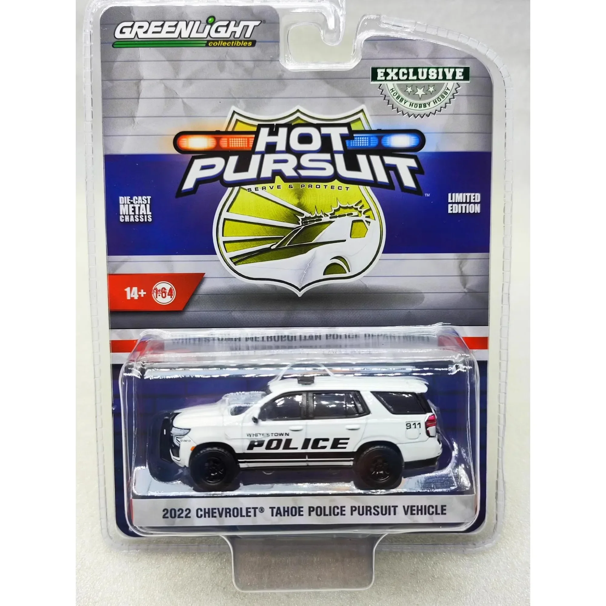 1:64 2022 Chevrolet Tahoe Police Pursuit Vehicle Simulation Car Alloy Car Model Diecasts & Collection Car   Child ornament