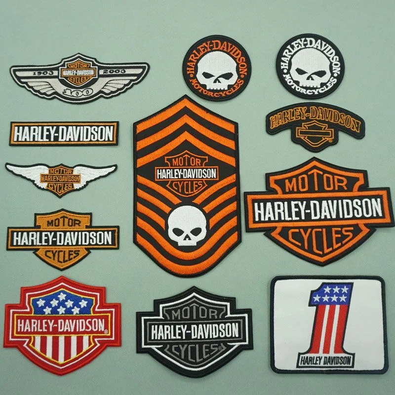 Patch en tissu brodé avec LOGO de moto Harley Davidson, Patch autocollant en cuir pour gilet de moto, trou décoratif, Velcro