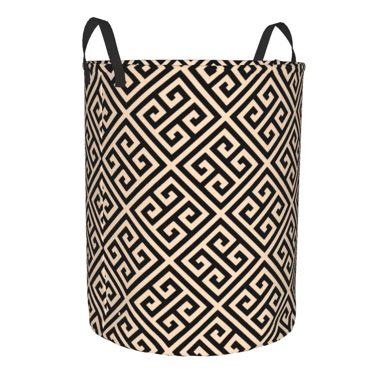 custom Greek Meander Black And Beige Design Laundry Hamper Large Clothes Storage Basket Toy Bin Organizer for Boy Girl