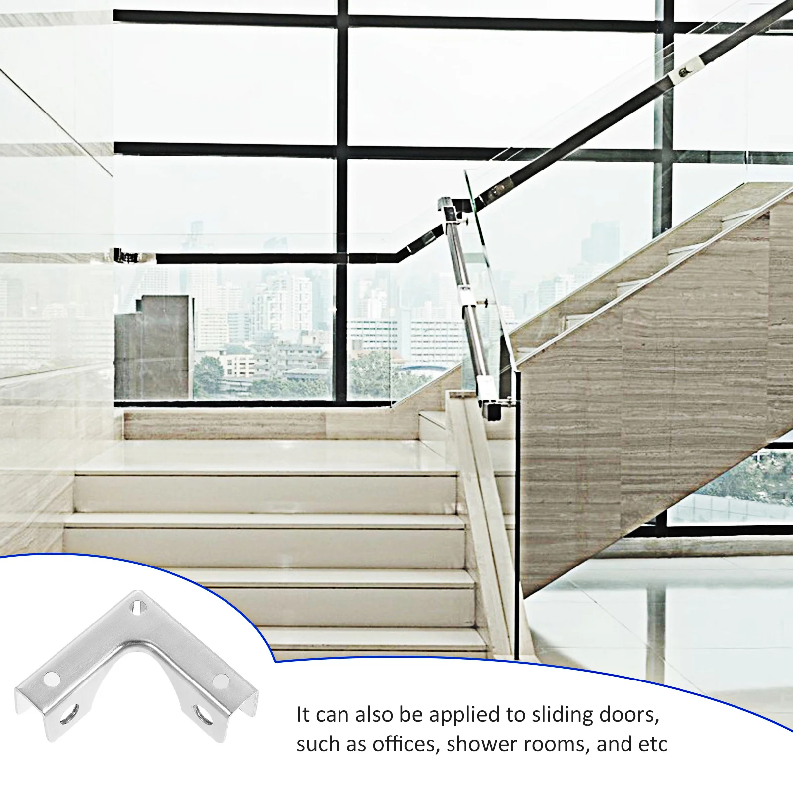 

4pcs L-Shaped Stainless Steel Glass Clamp Bracket No Drill Installation For Cabinet Railing Fence Glass Shelf Clips Holder