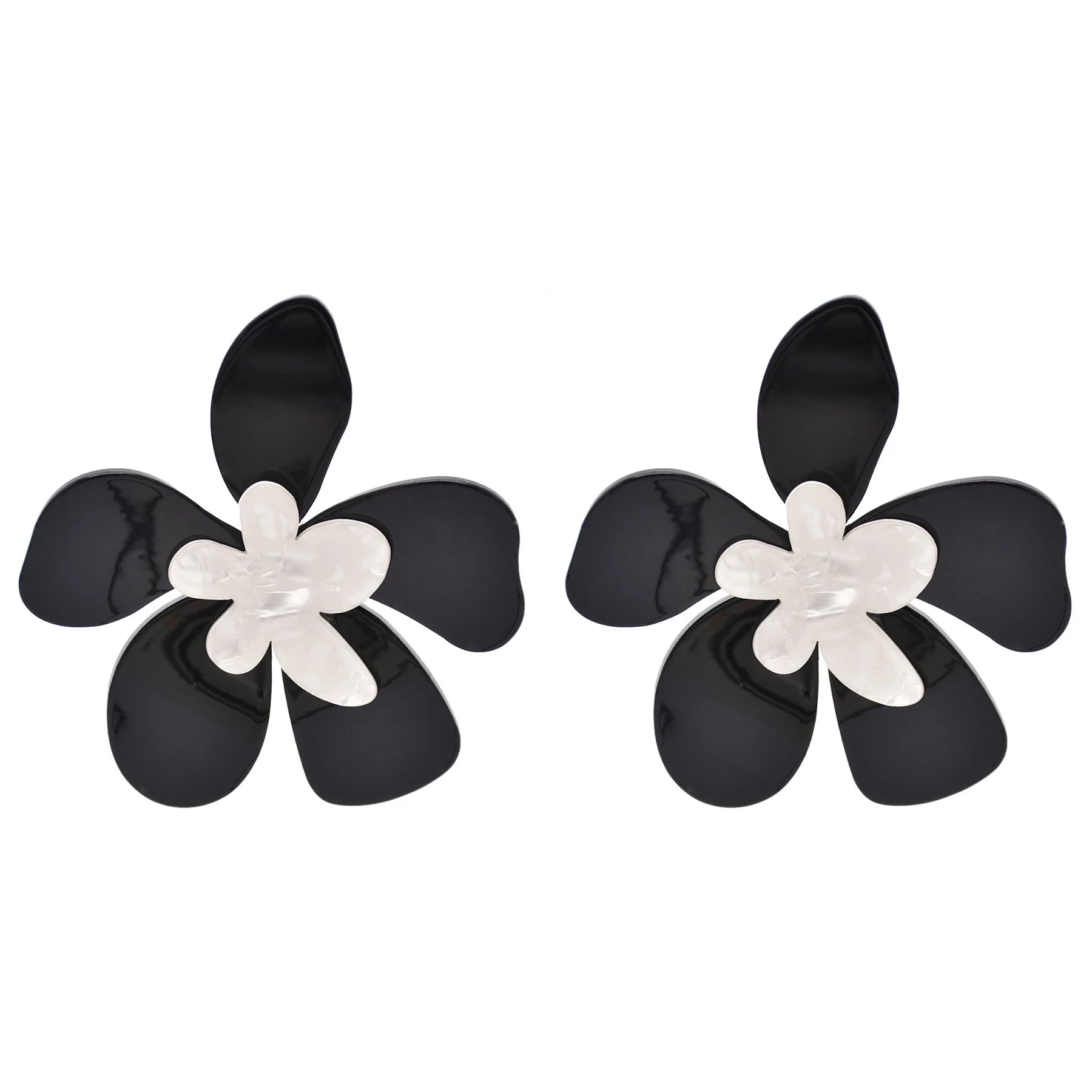 Hyperbole Large White Double Layer Acrylic Flower Earrings For Women 2022 Bohemian New Trendy Big British Style Earrings Jewelry