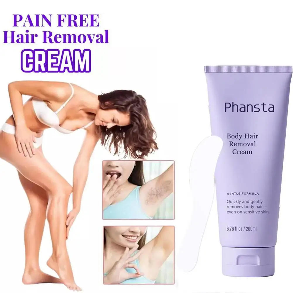 

200ml Body Hair Removal Cream, 200ml Flamingo Facial Hair Remover Cream For Women, Hair Removal Gentle Formula, With Spatula