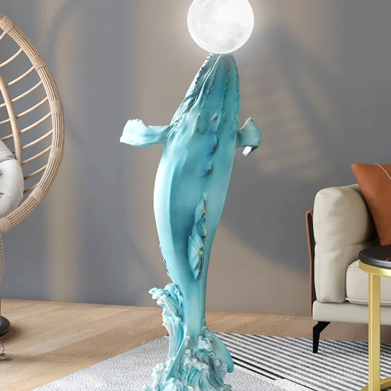 Light luxury whale large floor decoration, living room, porch, sofa, home decoration