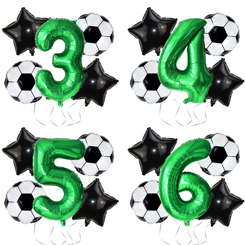 Soccer Number Balloons Set Kids Football Party Decoration Favors Boys Soccer Sports Theme Birthday Party Supplies Trophy Globos