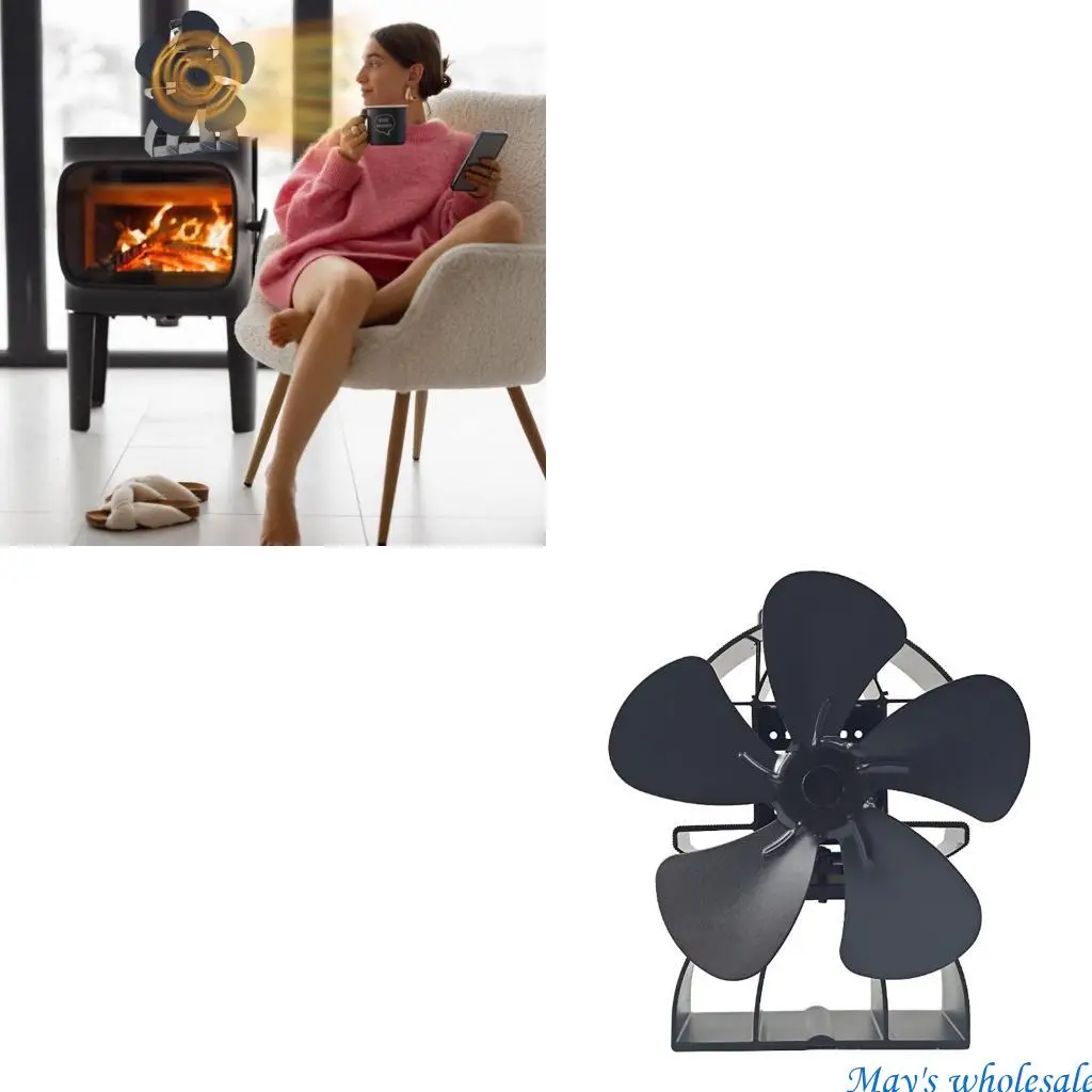 

Решение для внутреннего отопления, алюминиевый термоактивируемый 5-лопастной вентилятор для дровяных горелок, каминов, улучшает