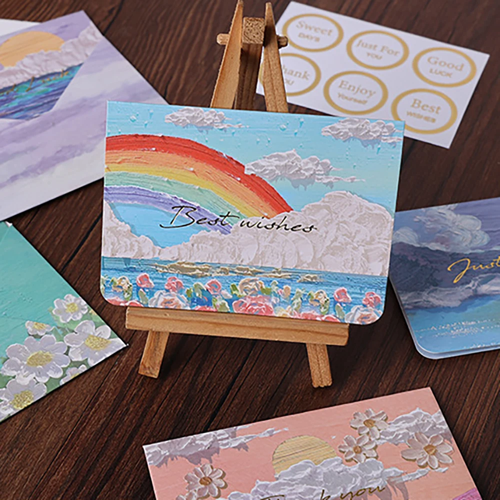 

Открытка с рисунком маслом, праздничная открытка премиум-класса, конверт, украшение для подарка своими руками, открытка для сообщений, картон.