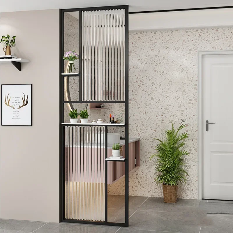 Nordic light luxury living room wrought iron stainless steel, entrance entrance washing table decoration false wall partition