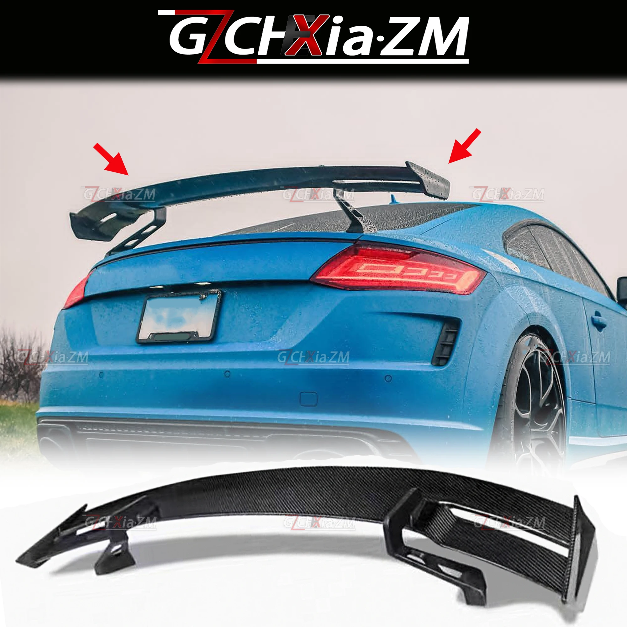 For Audi TT TTS TTRS MK2 MK3 2006-2014 High Quality Carbon Fiber Rear Spoiler Trunk Lid Diffuser Kit Aluminum Alloy Bracket