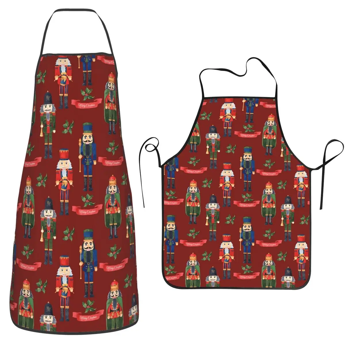 Christmas Nutcrackers Soldier Apron Chef Cooking Tablier Sleeveless Bib Kitchen Cleaning Pinafore for Women Men Gardening