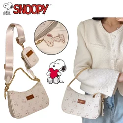 Snoopy Luxury Cartoon Shoulder Bag Women Fashion Pu Underarm Bag Cute Girls Casual Crossbody Bag Large Capacity Messenger Bag