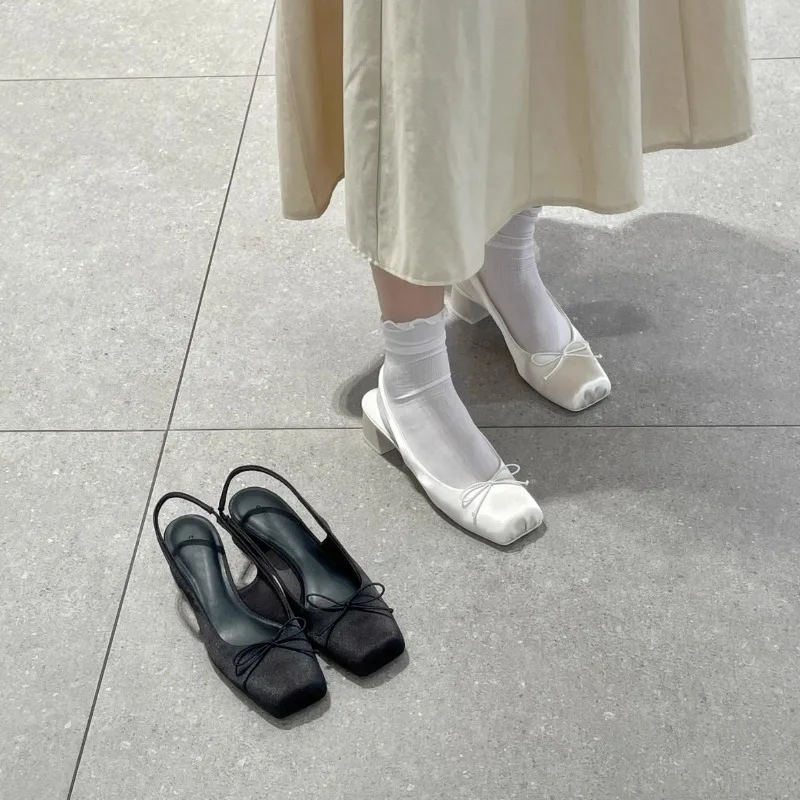 

New Women Shoes Sweet Style Square Head High Heeled Sandals for Woman Elegant French Casual Shoes Designer Shoes Sandalias Mujer
