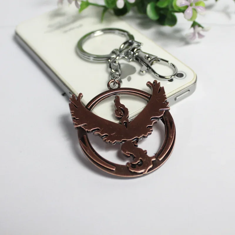 Pokemon Animation Game Articuno Zapdos Moltres Logo Plating Alloy Key Chain Bag Key Ring Pendant Accessories Birthday Gifts