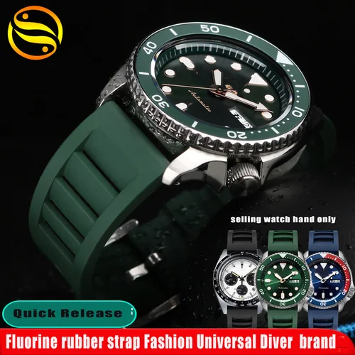 Imagen 1 del producto 20mm 22mm Fluorine rubber strap For Seiko IWC Waffle Strap Bracelets Fashion Universal Mens Diver Silicone Sports Watch Band