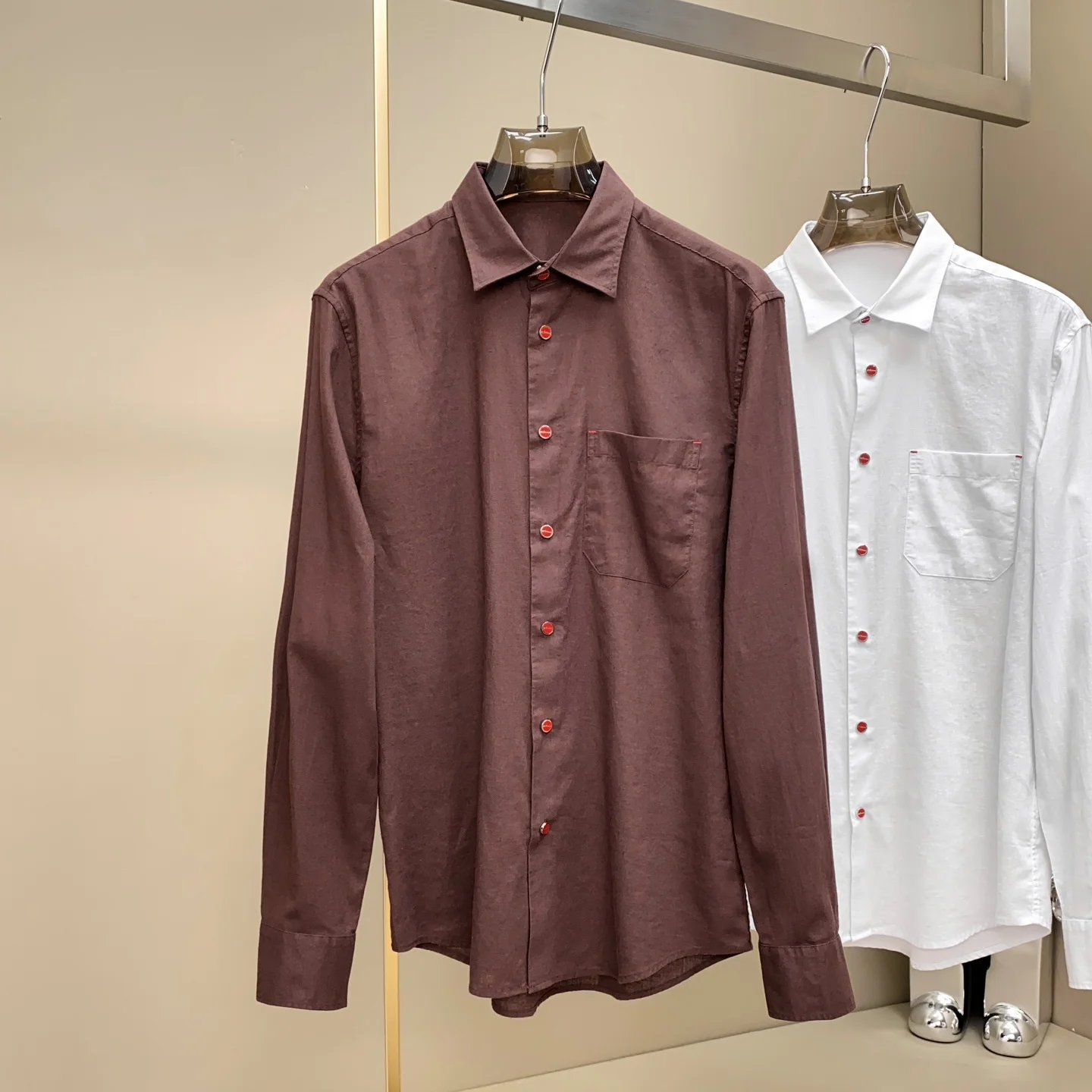 

Рубашка Kiton 25ss с длинным рукавом, повседневная, простая, с квадратным вырезом