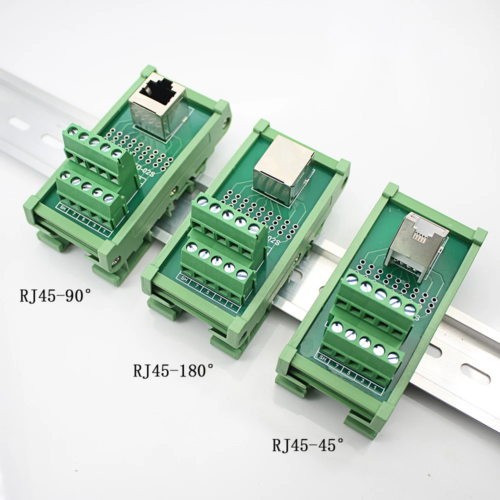 RJ45 female to terminal block RJ45 Horizantal Breakout board RJ45 splitter adapter Din Rail Mounting Screw terminal for 10 line