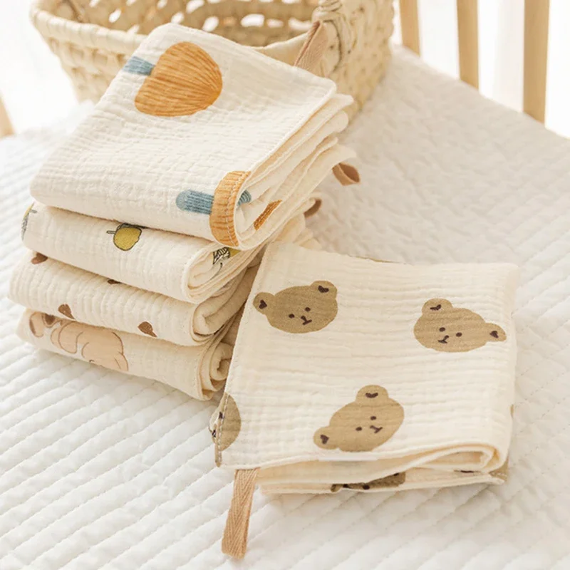 Cotton Muslin Baby Face Towels Long Burp Cloth for Newborn 4Layers of Gauze Children's Towel Kindergarten Hand Towels Baby Items