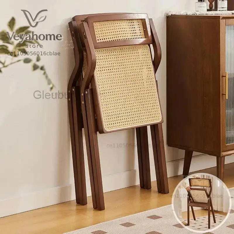 Folding Comfortable For Rattan Bamboo Chair Blue Room Household Dining Simple Backrest Study Designer Home Chair Dining Kitchen