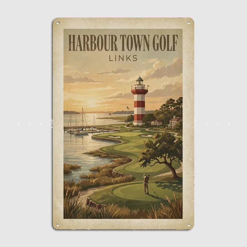 Harbour Town Golf Links Lighthouse Poster Metal Posters Living Sign Indoor Outdoor Room Decoration Home Bar Decor Wall Decor