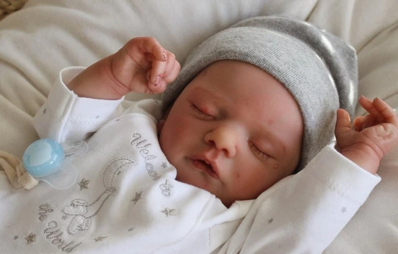 NPK 19Inches Reborn Sam Doll Kit Sleeping Baby Real Looking Already Painted DIY Dolls Mold