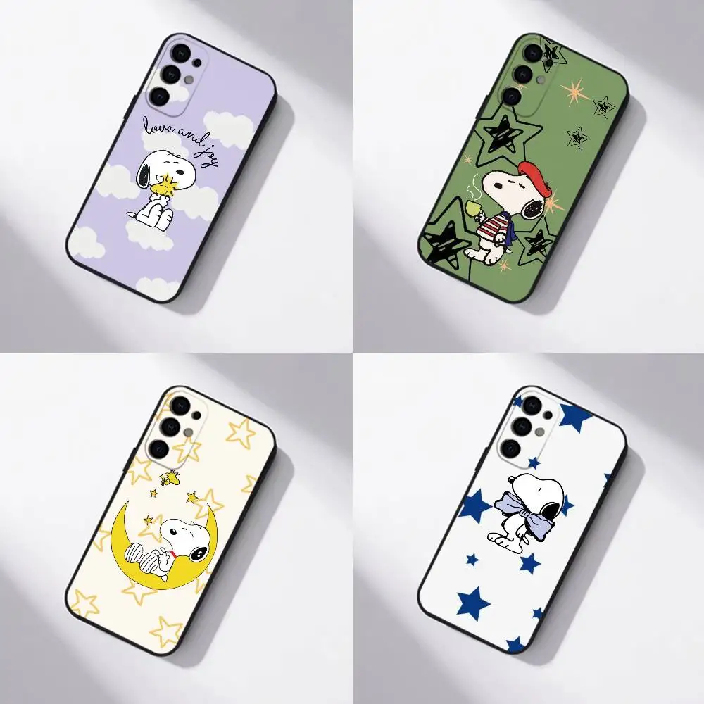 C-Cute S-Snoopys Phone Case For Samsung S25,S24,S21,S22,S23,S30,Ultra,S20,Plus,Fe,Soft Silicone Black Cover