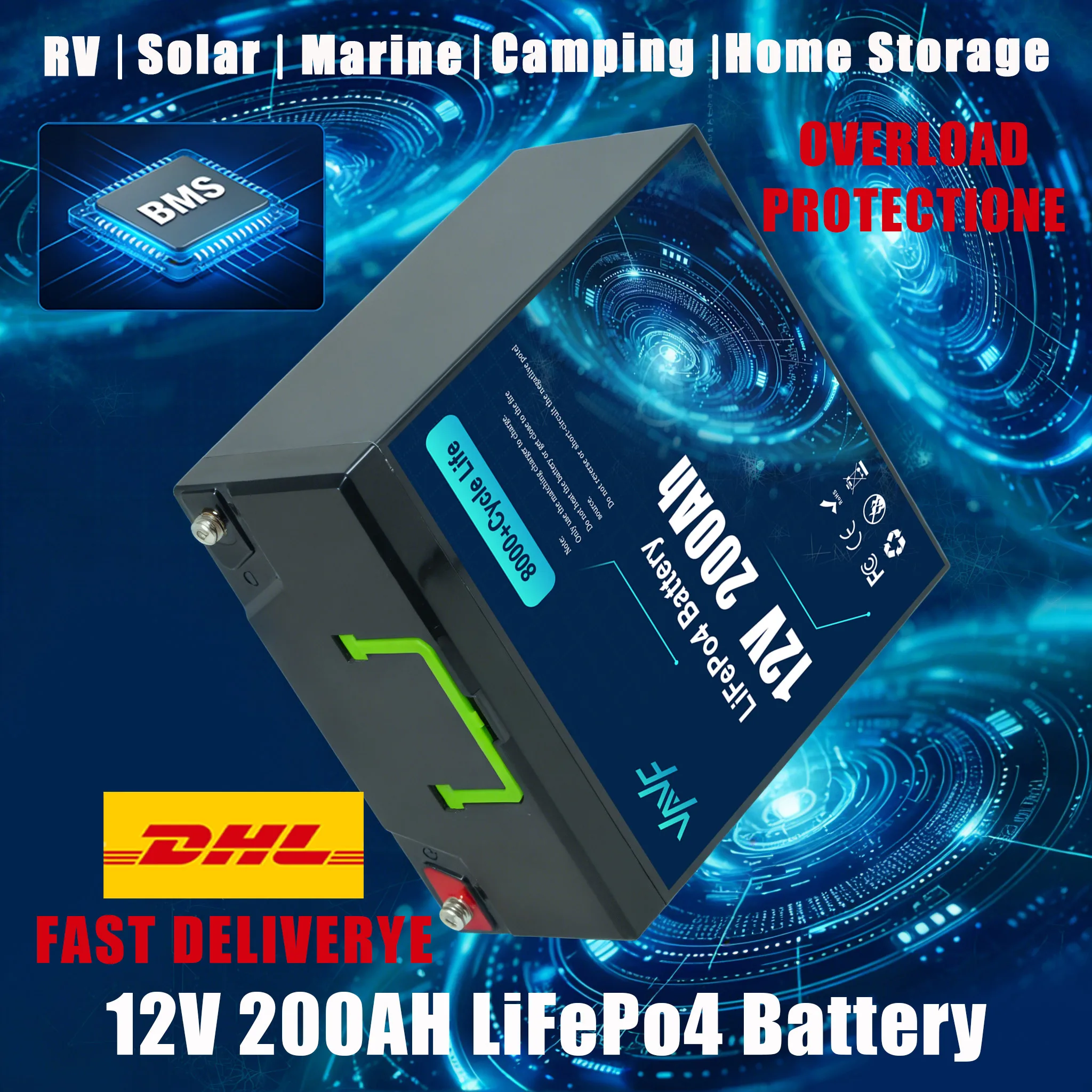 

Heavy-DutyLiFePO4 Battery12V 200Ah Battery,Engineered for Ups,Solar Battery Trolling Motors,RVs,and Solar Setups