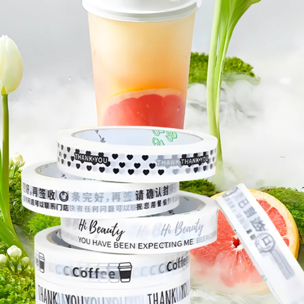 Adhesive Bopp Sealing Tape For Beverage Cup Cover Leakproof Delivery Packaging Stationery Office Craft Packing Strip