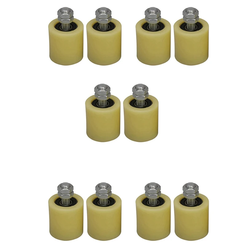 10PCS 48X50mm Yellow Silver Nylon Steel Flat Roller Bearing Guiding Wheel 6201 M12 Screw For Electric Door Sliding Gate