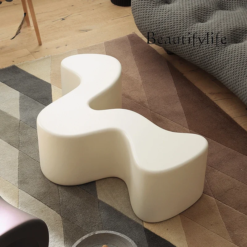 

French medieval cream wind wabi-**** wind special-shaped small hill large coffee table simple curve tea side table