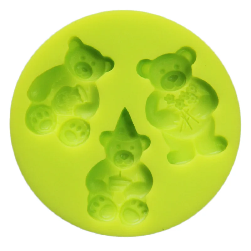 

Silicone Round 3 Cavities Bears Pattern Cake Fondant Baking Mold Sugar Craft Tools HB0827