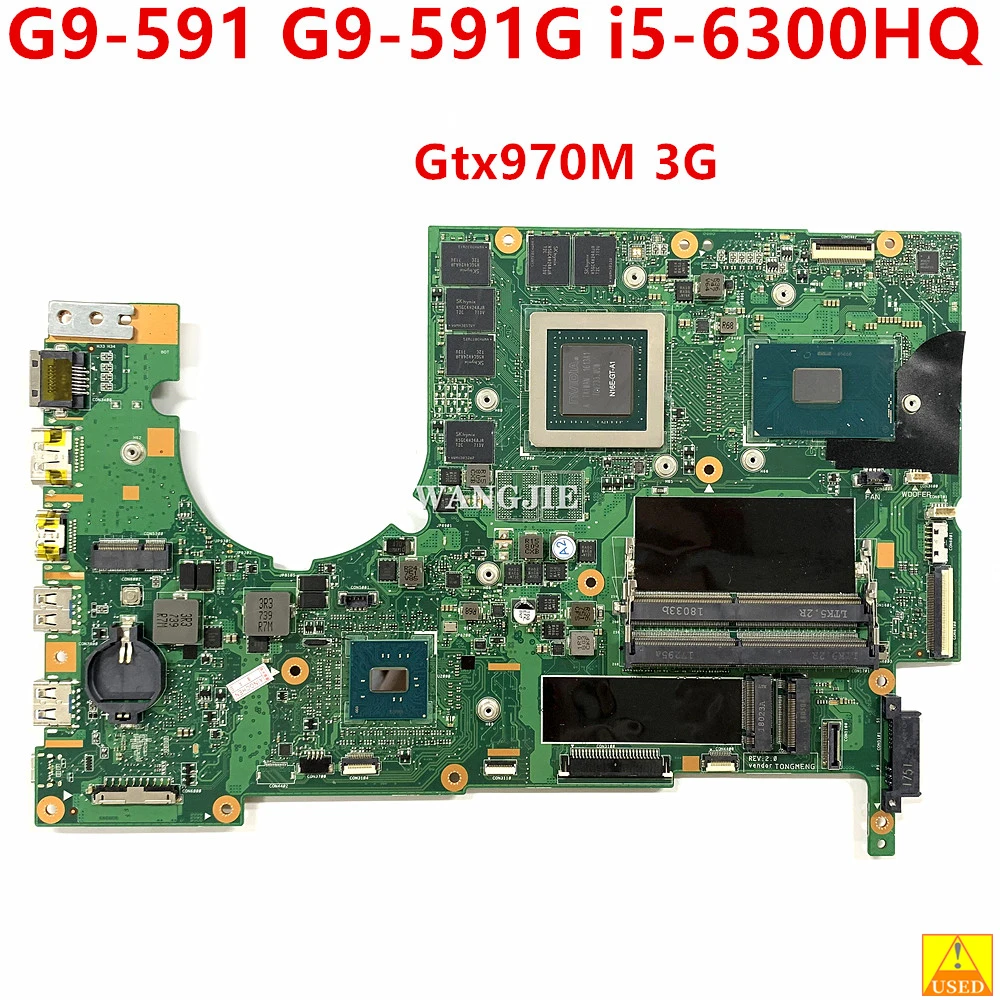 

Used P5NCN P7NCN Laptop Motherboard For Acer Predator 15 G9-591 G9-591G SR2FP I5-6300HQ+Gtx970M 3G Graphic NBQ0311004